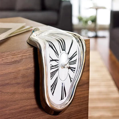 Surreal melted twisted Roman numeral wall clocks