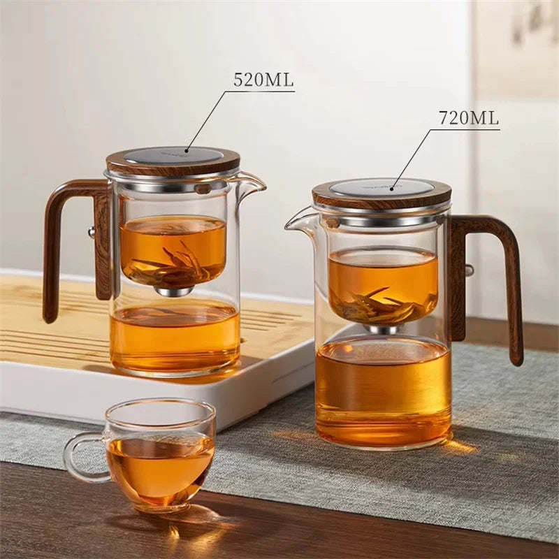 One-click magnetic switch tea separation filtration glass teapot