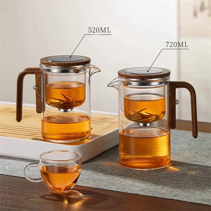 One-click magnetic switch tea separation filtration glass teapot