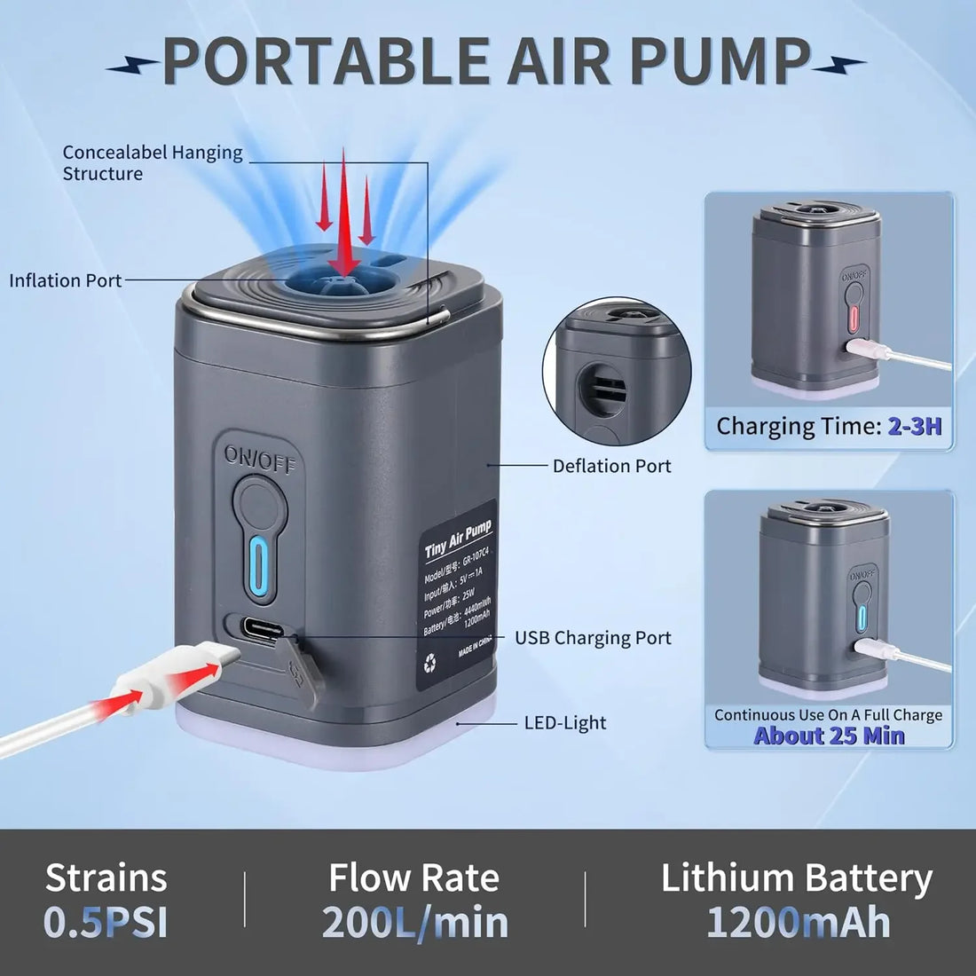 Mini electric air pump