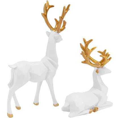 Two resin elk ornaments with origami design