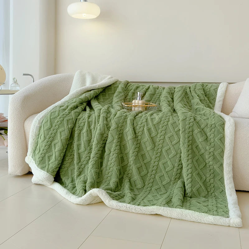 Double-thickened bedding fleece blanket