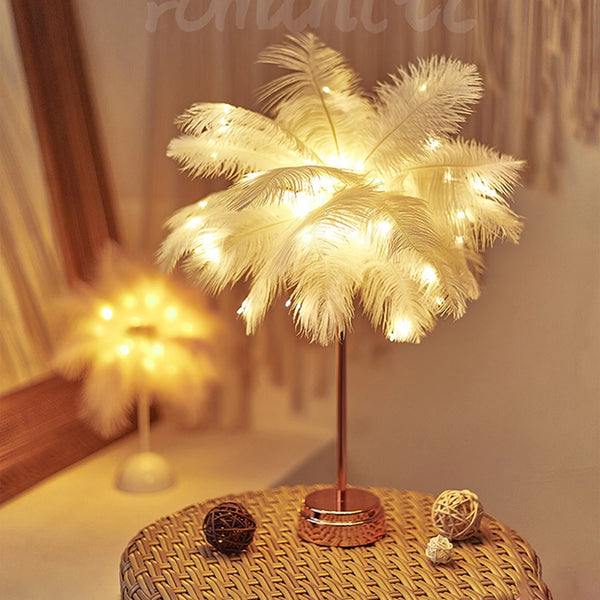 Creative feather lamp with remote control USB/AA battery