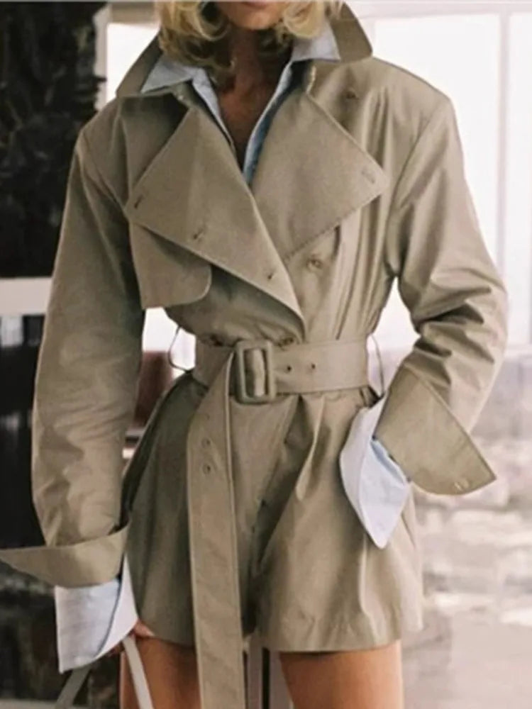 Women Khaki Trench Romper