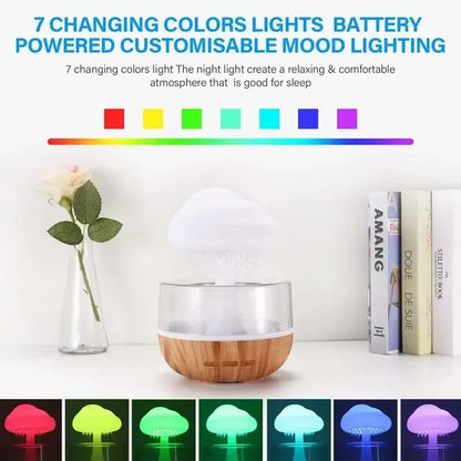 Rain cloud water drop air humidifier ultrasonic cool mist maker colorful night light bedroom essential oil aromatherapy diffuser