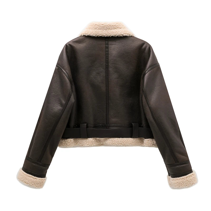Faux Shearling Belted Jacket