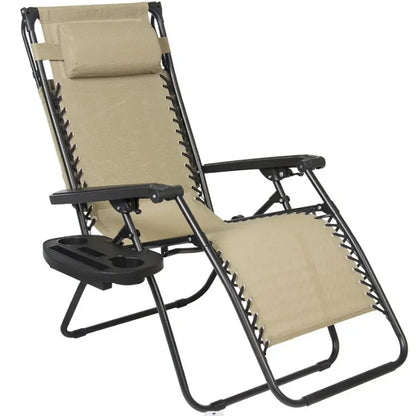 Zero gravity chair with canopy, shade, lounge, and cup holder