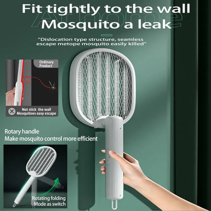 Foldable electric mosquito zapper racket fly