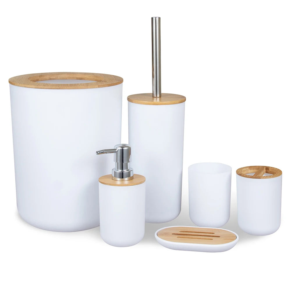 6PCS Bamboo Bathroom Set