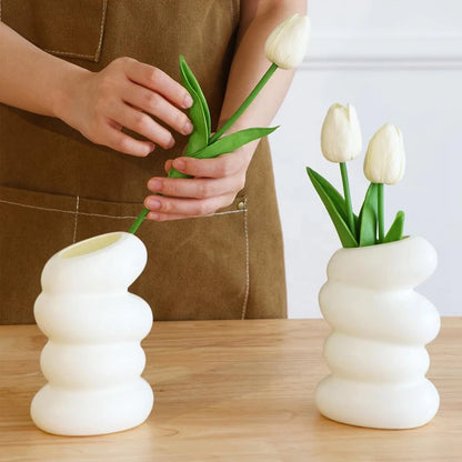 Creative white plastic spiral vase