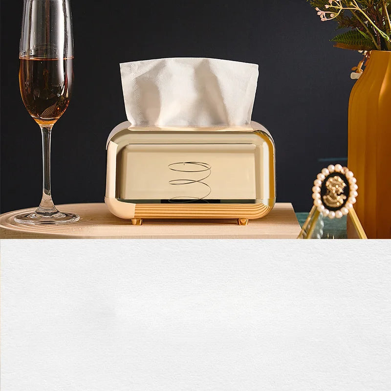 Luxury golden tissue box storage