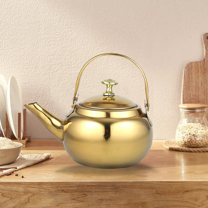 Golden teakettle, measuring 18x14.5cm