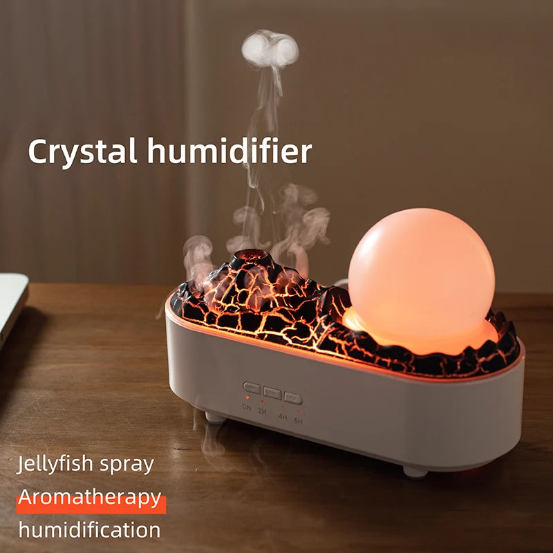 3D simulation flame crystal essential oil volcano humidifier