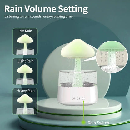 Mushroom rain cloud aroma diffuser relaxing water droplets soundscolorful night lights
