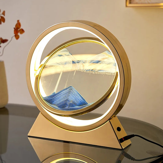 LED Lumière Créative Quicksand Table Lampe Moving Sand Art Photo 3D Sablier Deep Sea Sandscape