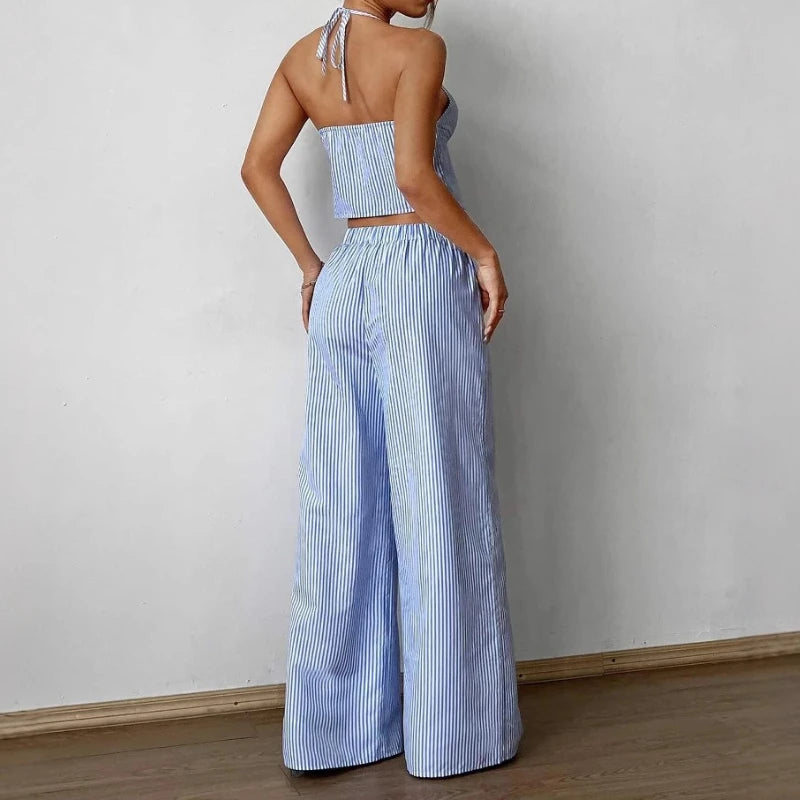 Women Striped Two Piece Set