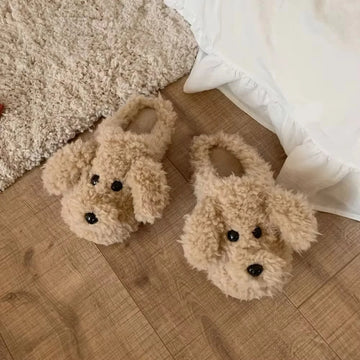 Cute Dog Plush Slippers for Girls