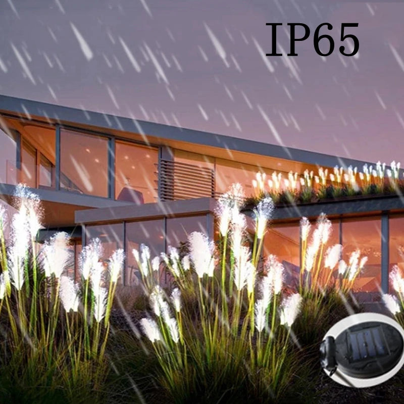 Waterproof garden LED solar pampas grass lights