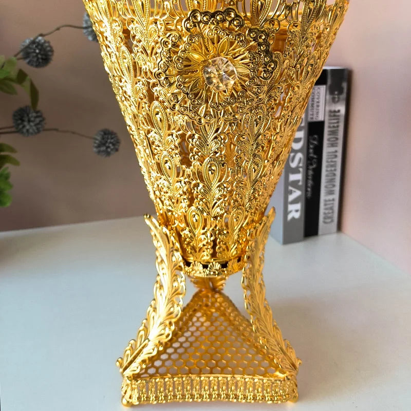 stunning 31cm big size golden metal incense burner