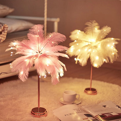 Creative feather lamp with remote control USB/AA battery