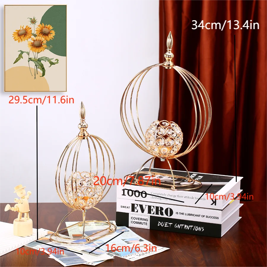 Golden crystal candle holder flower vase candlestick