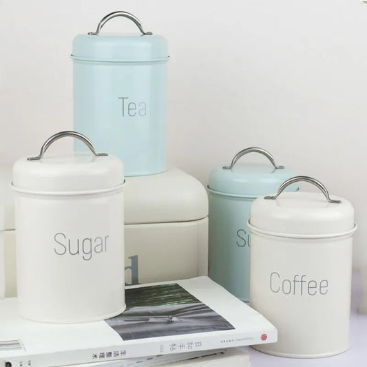 Металлический ящик для хранения: чай, кофе, сахар.