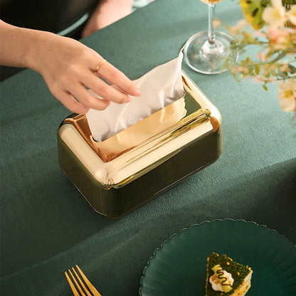 Luxury golden tissue box storage