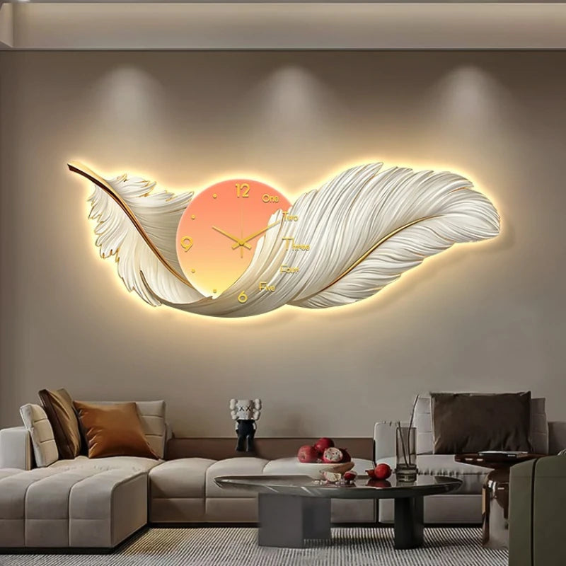 Modern feather wall clock