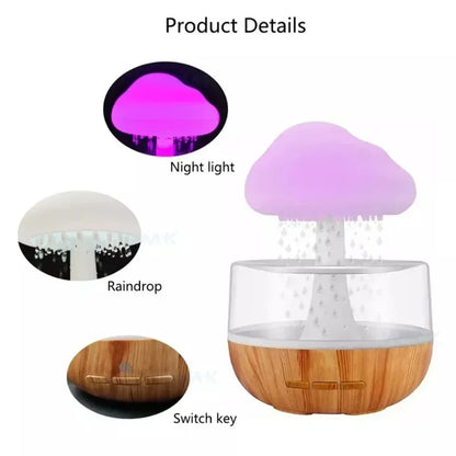 Rain cloud water drop air humidifier ultrasonic cool mist maker colorful night light bedroom essential oil aromatherapy diffuser