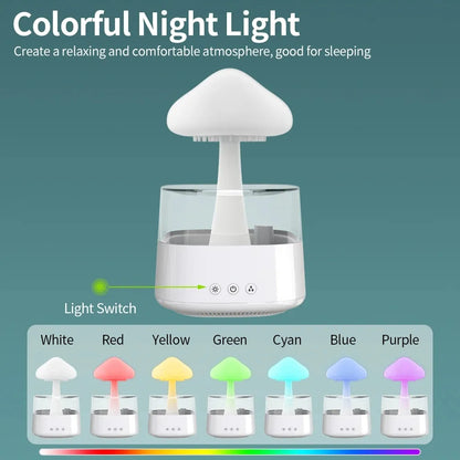 Mushroom rain cloud aroma diffuser relaxing water droplets soundscolorful night lights