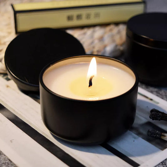 Чорні олов'яно-соєві ароматерапевтичні свічки