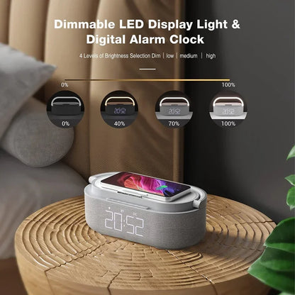 Radio alarm clock wireless charger digital adjustable LED night light bluetooth speaker