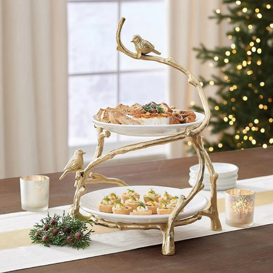 Christmas two-story tray support resin crafts ornaments home garden garden living room ornaments