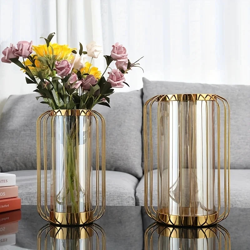 golden glass vase