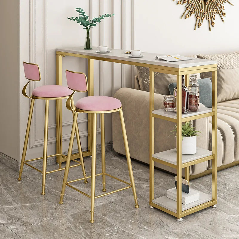 Beludru Modern Emas Kursi Furniture Bar Mewah Set LK50BY