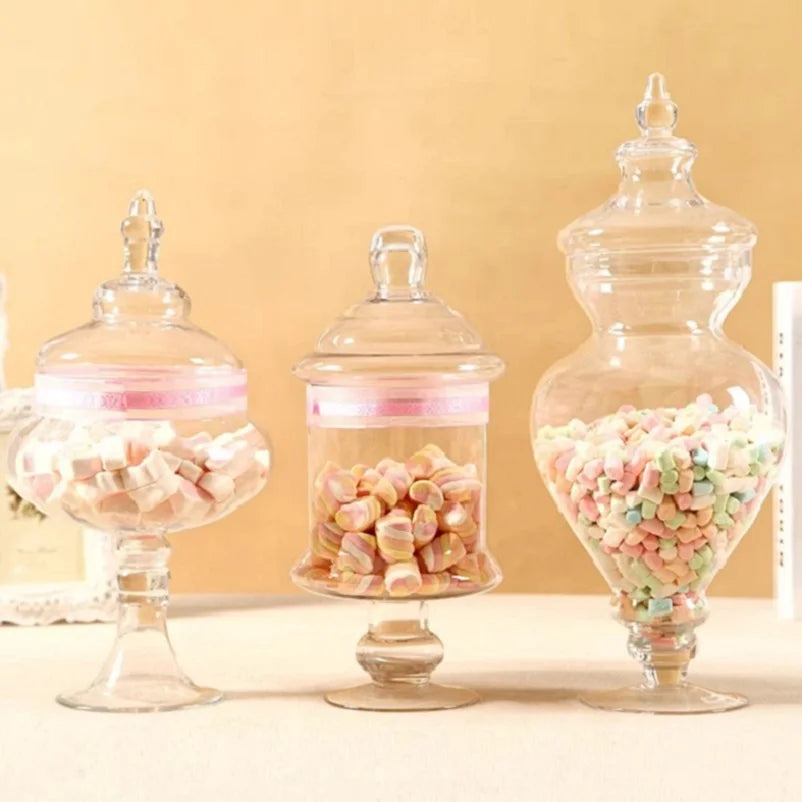 Stylish glass candy jar with a modern design