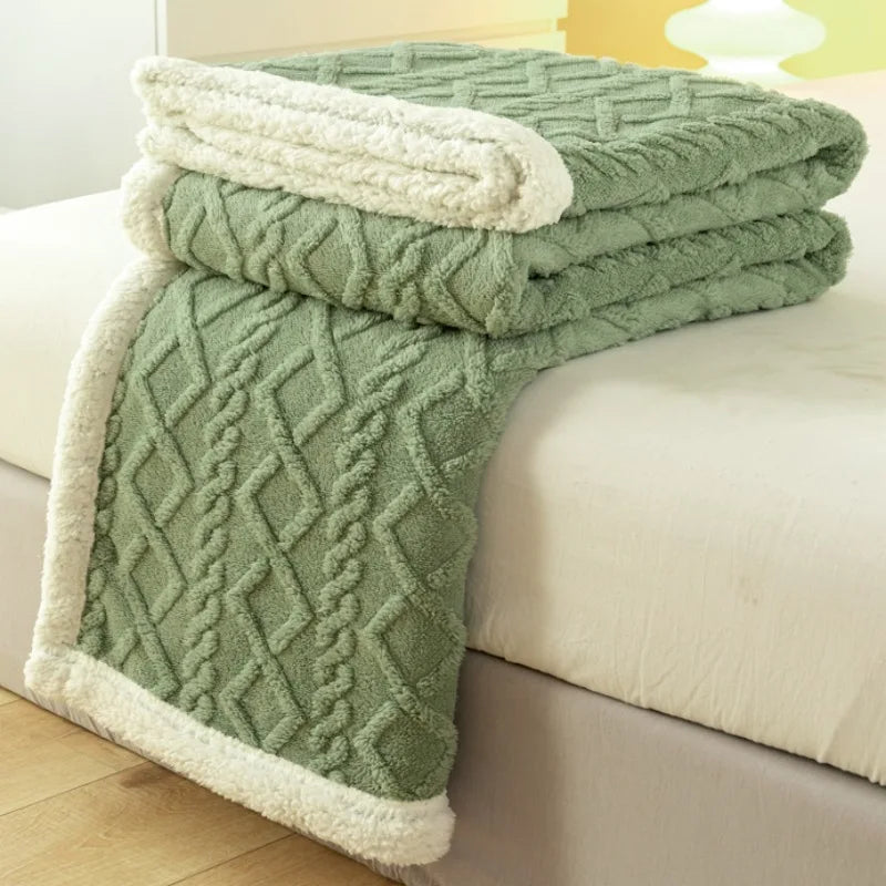 Double-thickened bedding fleece blanket