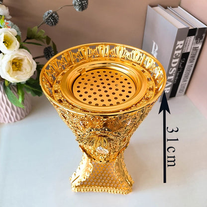 stunning 31cm big size golden metal incense burner