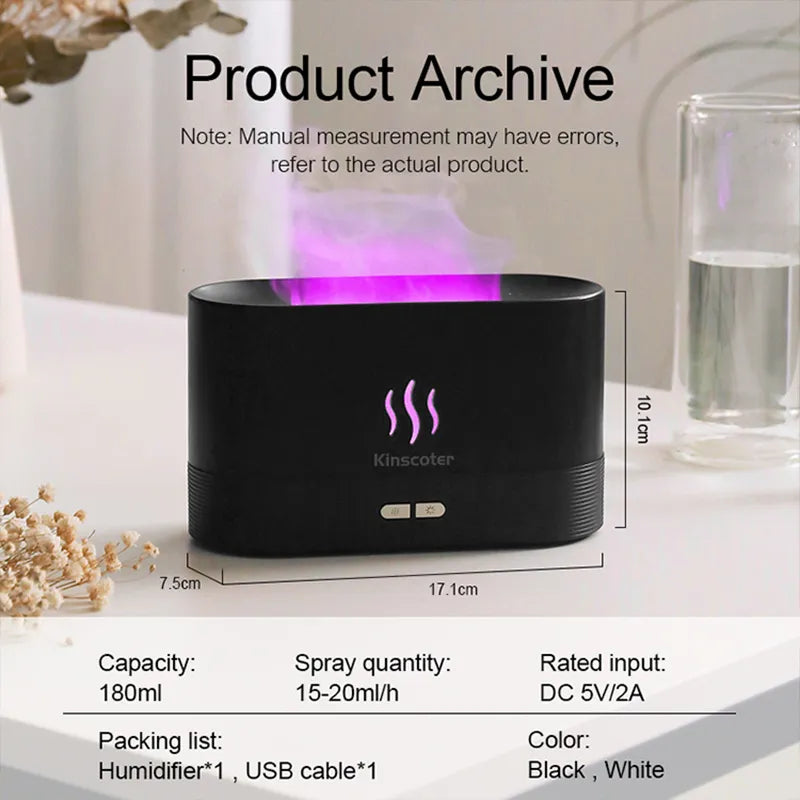 Aroma diffuser air humidifier ultrasonic oil flame lamp