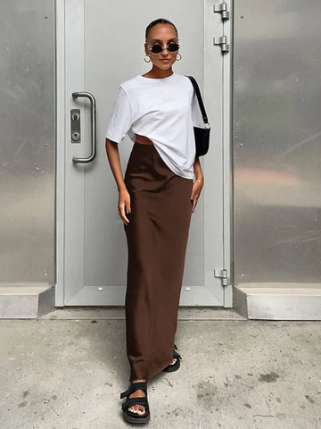 Women's Satin Maxi Skirt