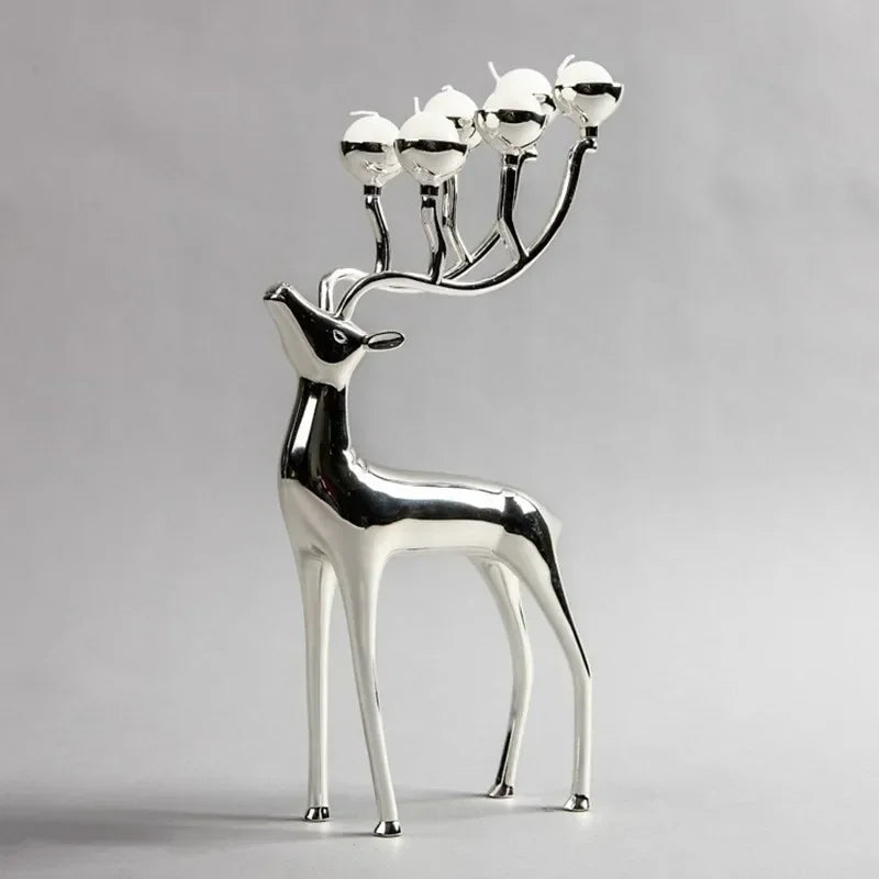 Christmas fawn candlestick