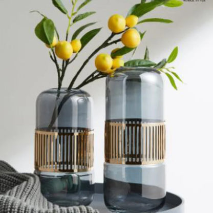 European-plated glass vase for hydroponic flower arrangements