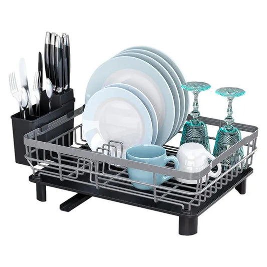 Dish drying with drain dinnerware organizer
