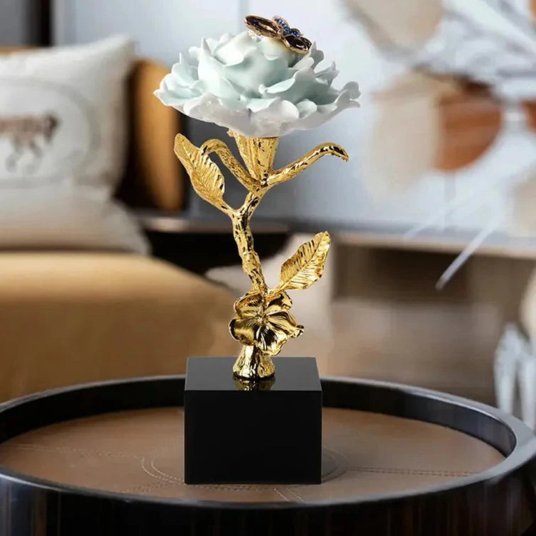 exquisite brass flower decorative statue