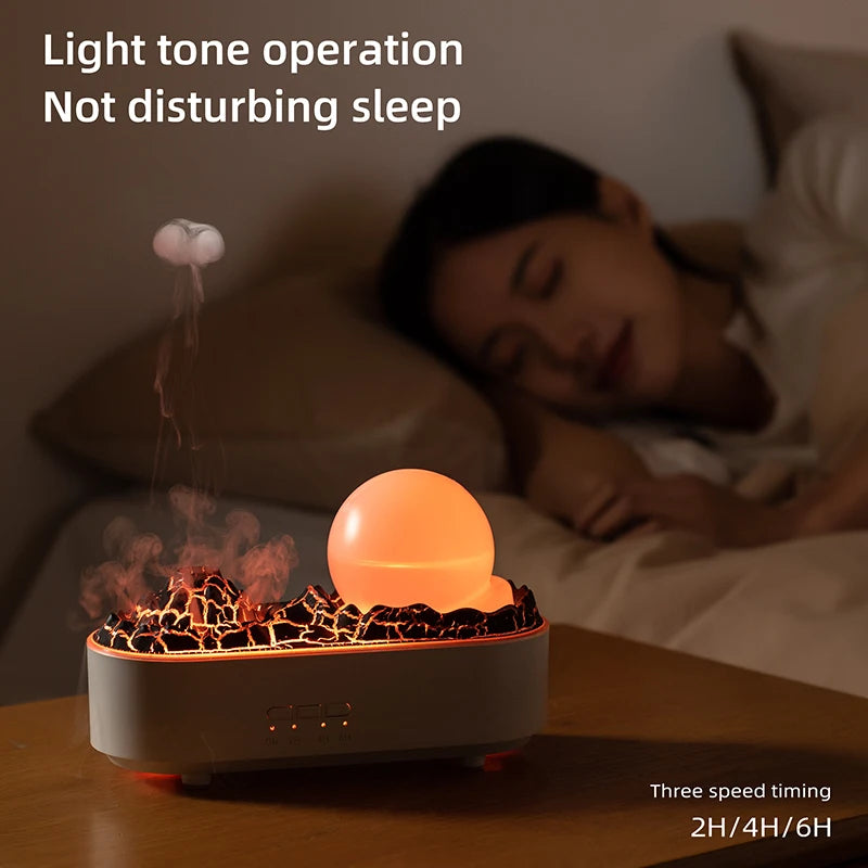 3D simulation flame crystal essential oil volcano humidifier