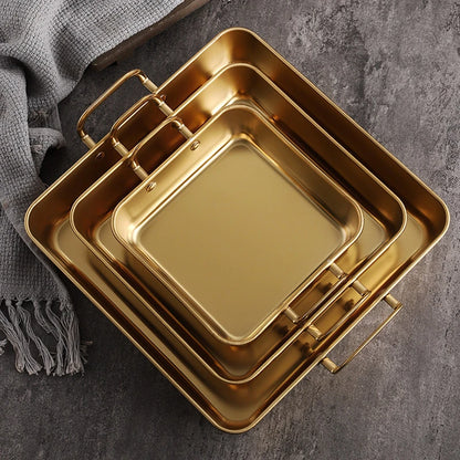 Stainless steel square food storage serving trays