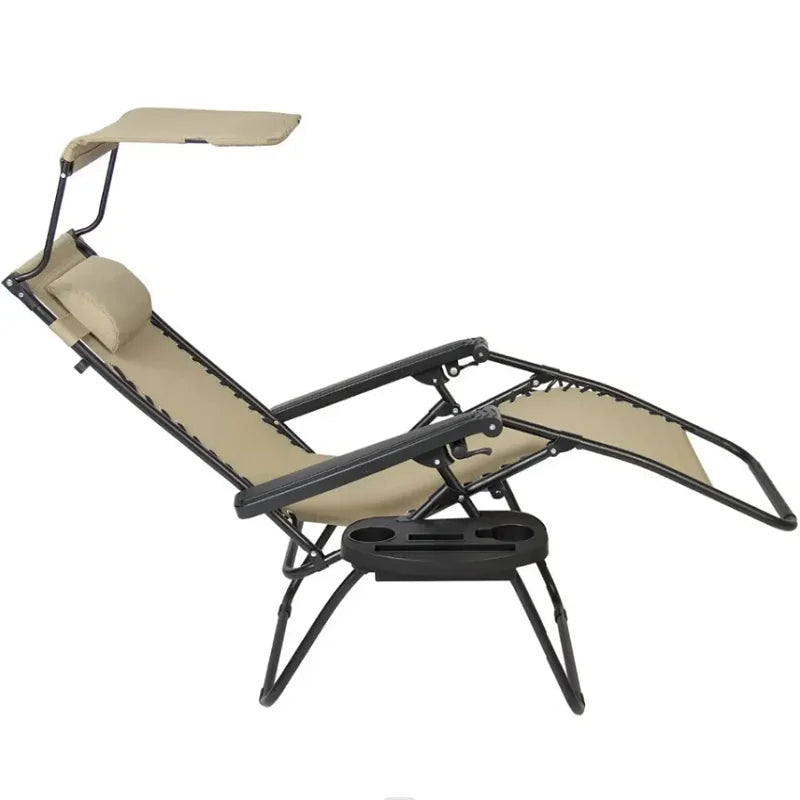 Zero gravity chair with canopy, shade, lounge, and cup holder