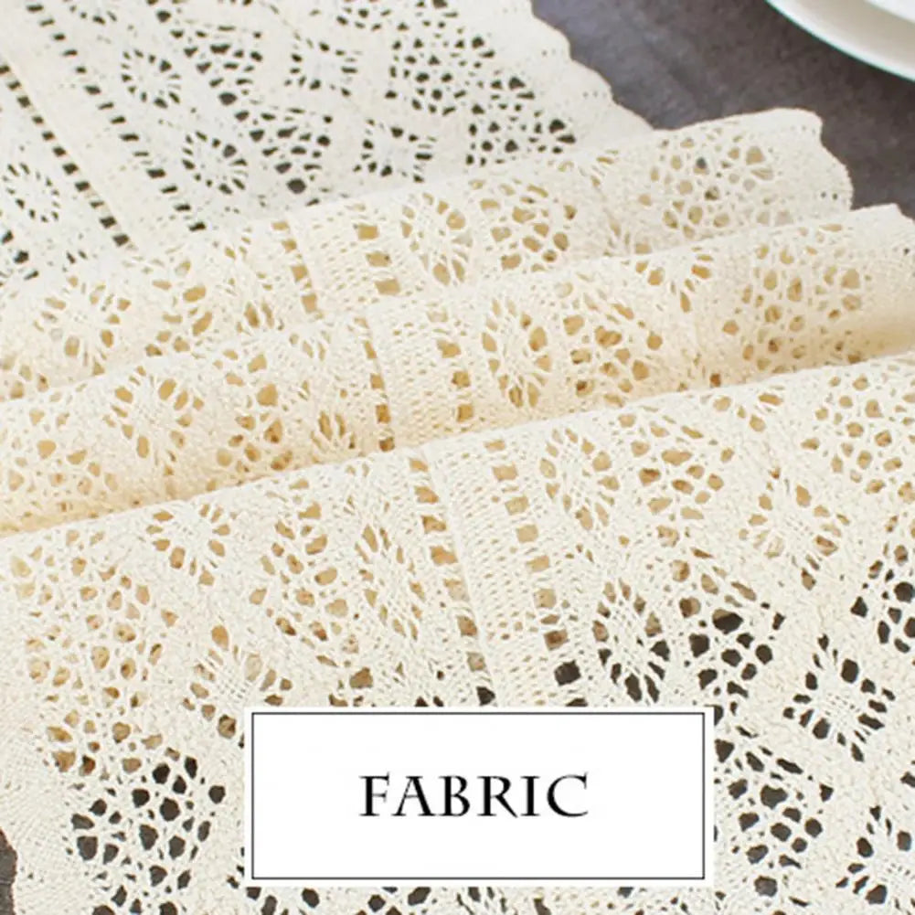 High-quality beige cotton crochet lace table cover