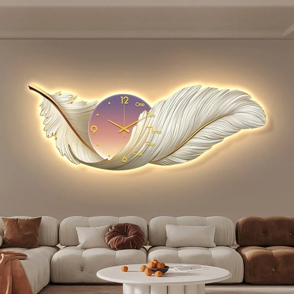 Modern feather wall clock