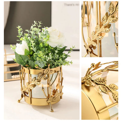 Golden luxury metal flower vase